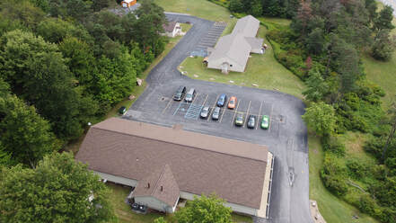 Aerial Drone shot from above of Day Treatment and Kathys House. 